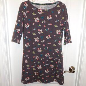 BODEN Gray Pink Blue Floral Knit Dress 3/4 Sleeves Sz 8